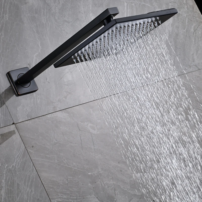 Quyanre 2-Functions Black Digital Shower Faucets Se Rainfall Shower Head 2-way Digital Display Mixer Tap Conceal Bathroom Shower