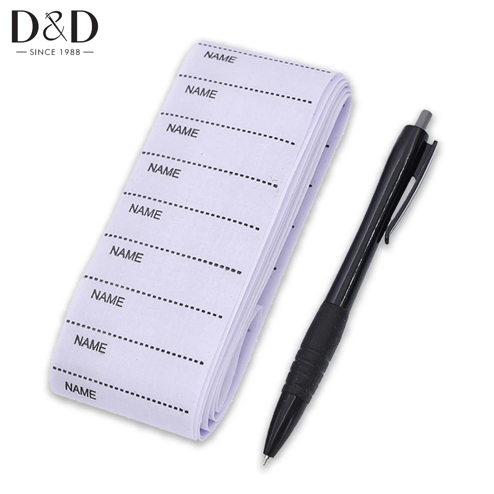 

200Pcs White Name Label Woven Custom Clothing Labels Laundry Marker Set Free Pen Writable Name Label Name Tags for Clothes