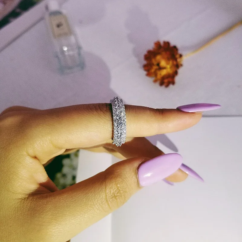 Дизайн, обручальное кольцо из стерлингового серебра 925 пробы, кольцо вечности для женщин, одноцветные обручальные модные юбилейные украшения LR4577S