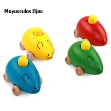 ZH 1 шт. деревянные цветные игрушки мышь погремушки держа автомобиль модель детские когнитивные средства