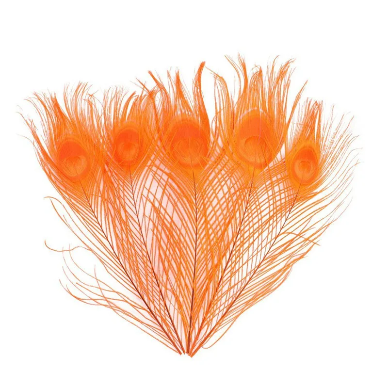10 шт./лот, высокое качество, окрашивание павлиньих перьев, длина 25-32 см, 10-13 дюймов, красивое перо павлина, самодельные Украшения, декоративная фурнитура - Цвет: Orange