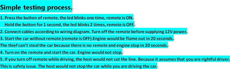 12V car anti-theft mechanism effective anti-theft protection operates automatically wireless original fuel pump circuit breaker