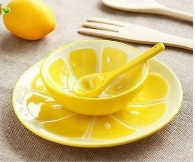 Корейская креативная керамическая посуда, ручная роспись, прекрасная фруктовая чаша+ ложка+ тарелка, 3 шт./лот - Цвет: C