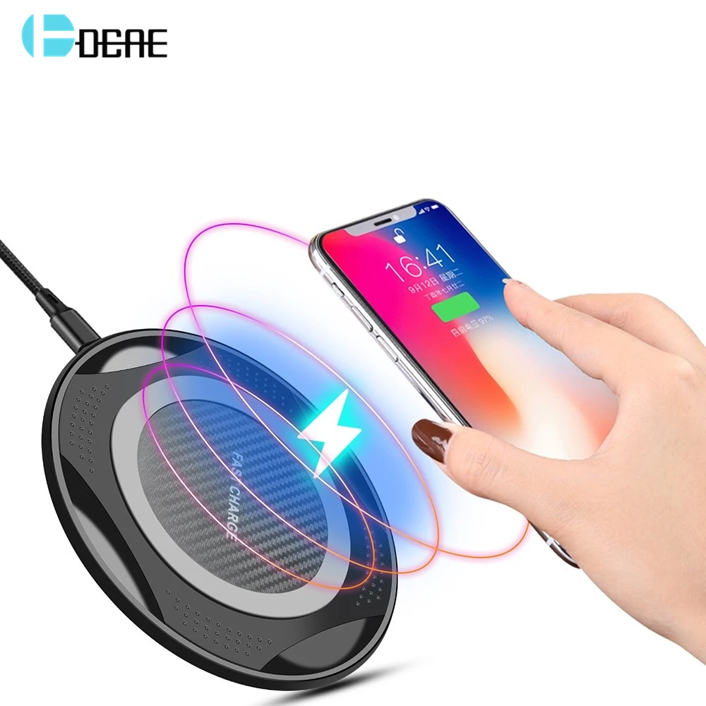 

DCAE QI Wireless Charger for iPhone XS Max XR X 8 Plus 10W Fast Wireless Charging Pad For Samsung Note 9 S9 S8 USB Quick Charge