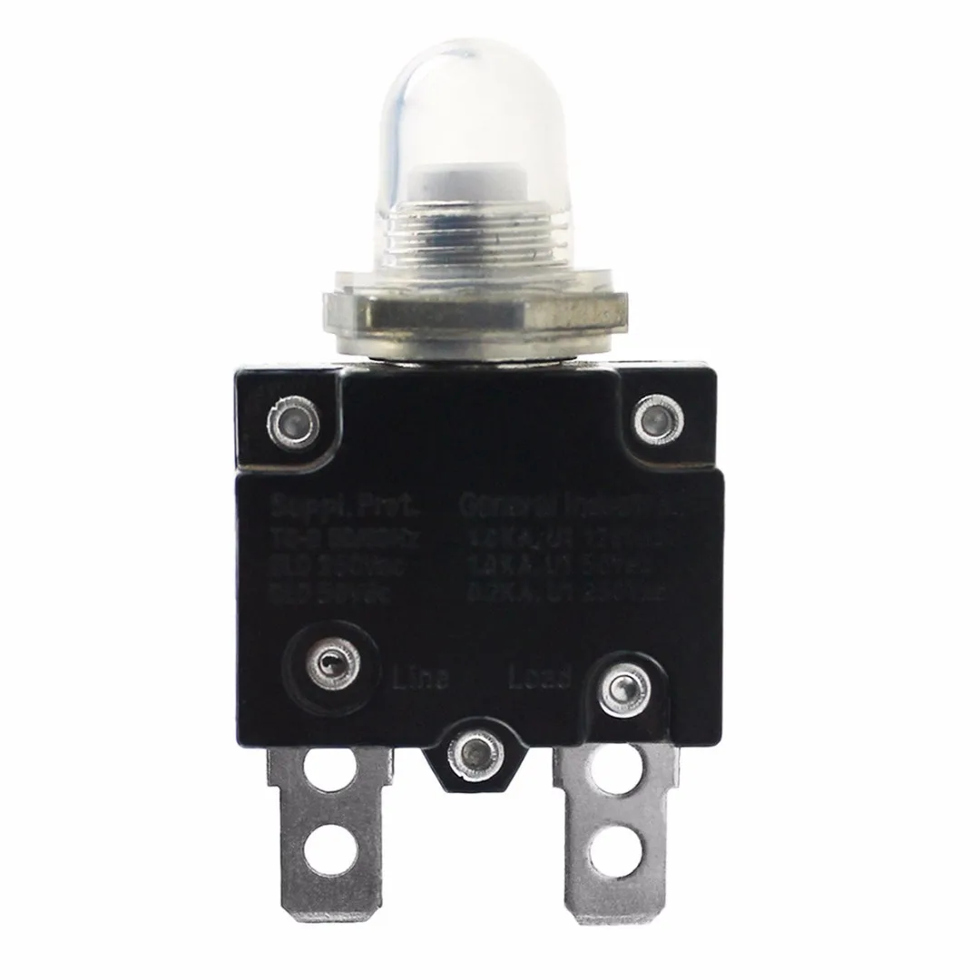 12//24V Push Button Resettable Thermal Circuit Breaker Panel Mount 5 10 15 20 30A