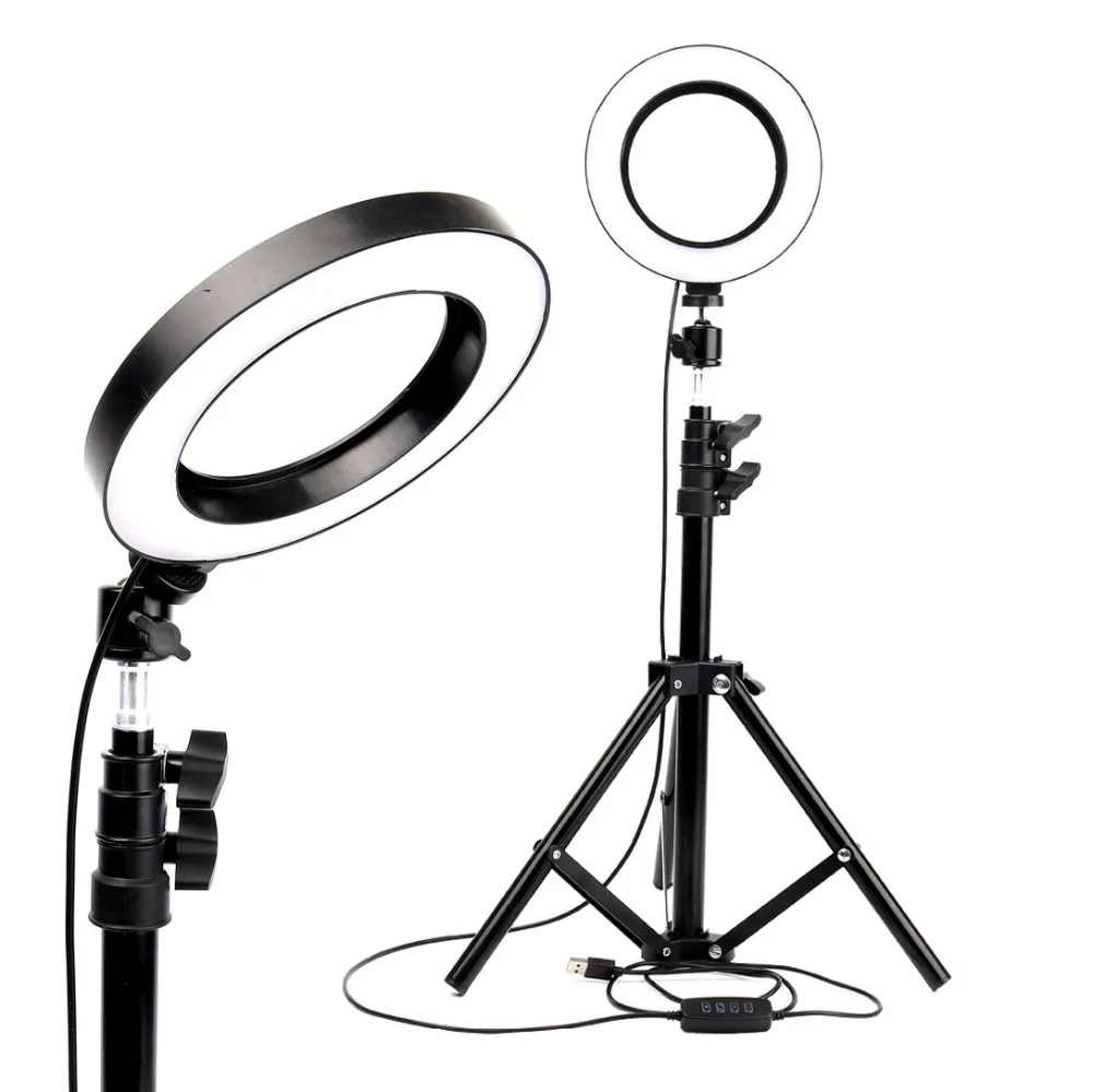 

Photography LED Selfie Ring Light three-speed Stepless Lighting Dimmable With Cradle Head For YouTube Makeup Video Live Studio