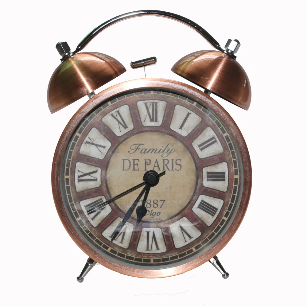 Двойной колокольчик винтажный Ретро Будильник Громкий будильник для тяжелого сна старомодные настольные часы с подсветкой домашние декоративные