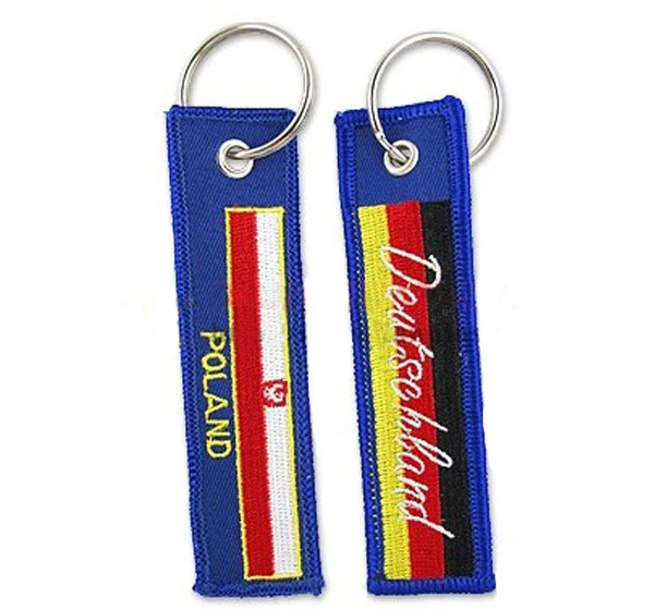 

Keychain/Embroidery Double Sided Key Fobs, Measuring 125 x 250m,MOQ100, free shipping