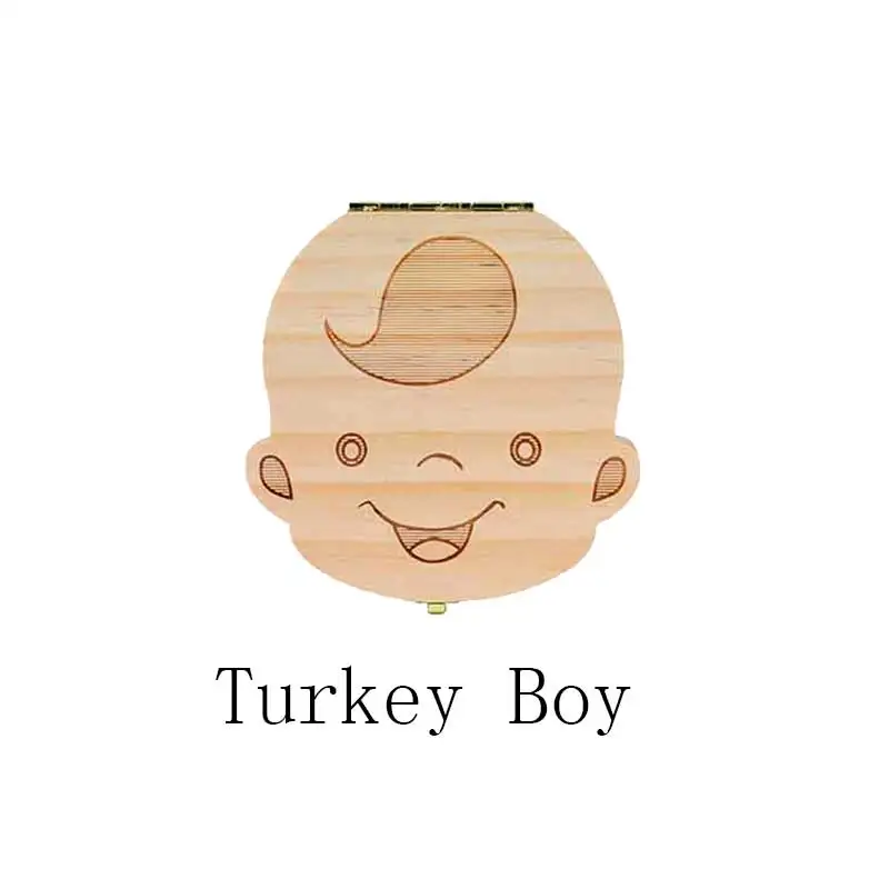 Зубная коробка голландский/Португальский/Испанский/английский/французский/русский/Итальянский деревянная коробка для зубов органайзер для хранения молочных зубов - Цвет: Turkish boy