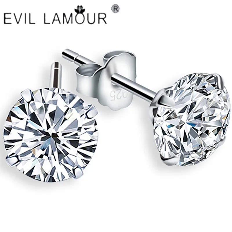 

925 Sterling Silver Stud Earrings Four Claws 3-7mm Crystal Rhinestone Jewelry Earrings For Women Gifts For Weddings Party 8C0385