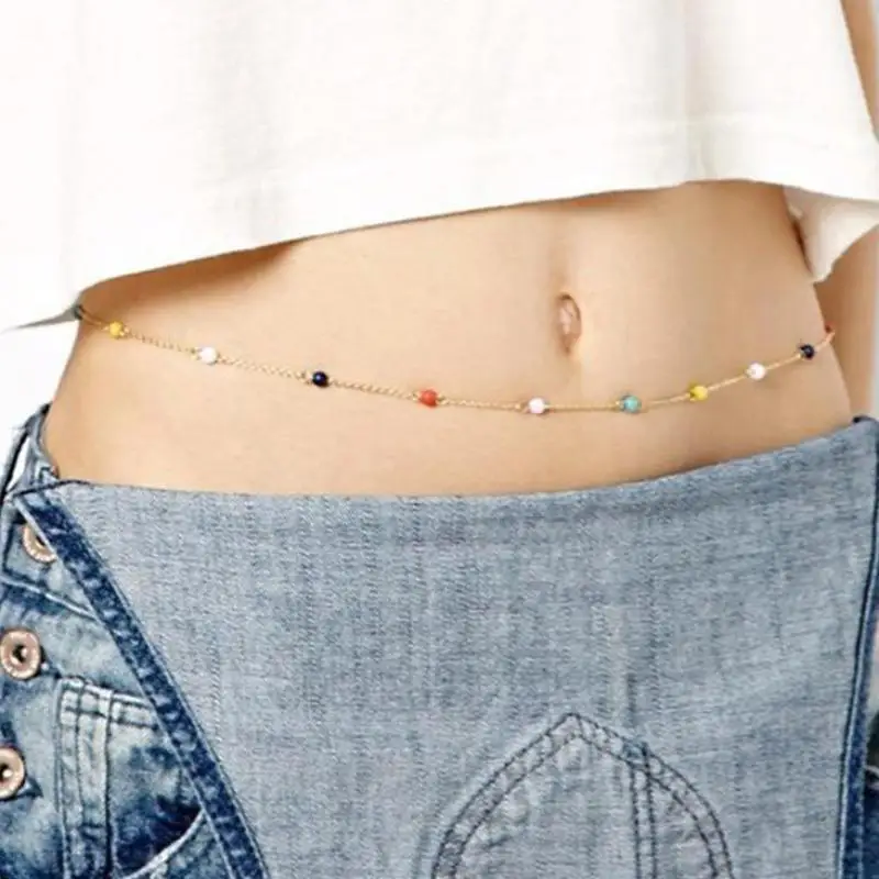 

Gothic Punk Copper Beads Body Chain Article Alloy Waist Chain Bodychain Gold Collier Female Summer Beach Jewelry