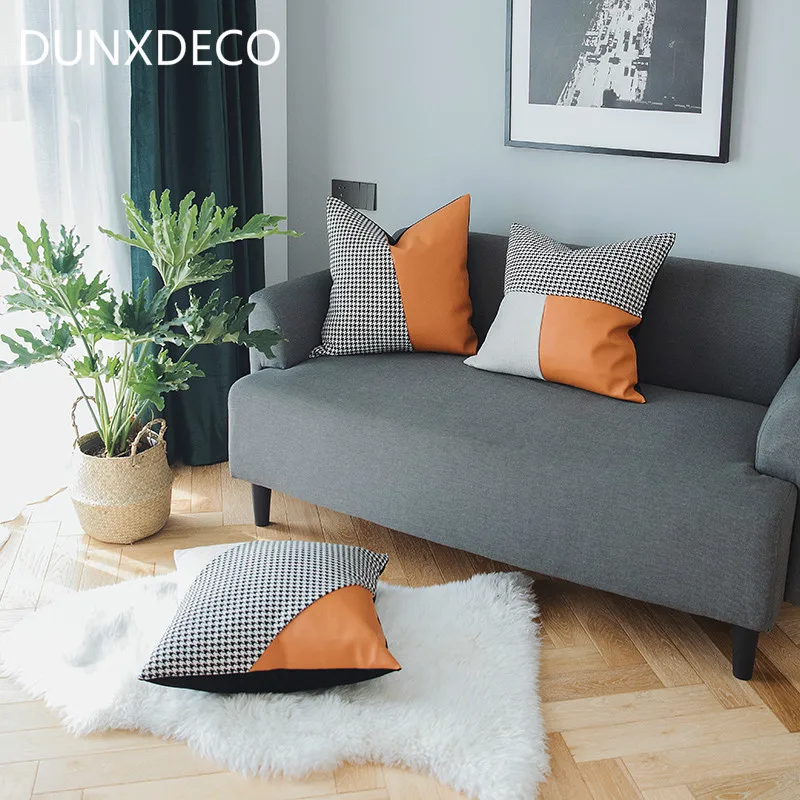 DUNXDECO Cushion Cover Decorative Pillow Case Modern Luxury Swallow