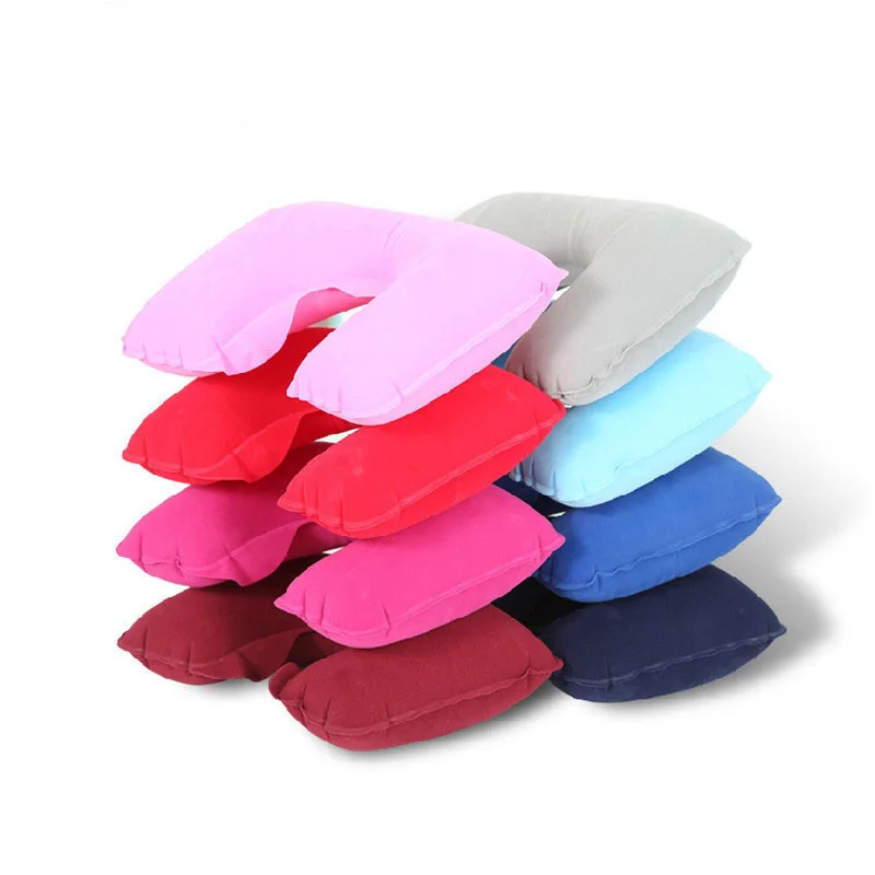 

Aotu Flocking Inflatable Pillow Cushion Travel Outdoor Office Plane Hotel Portable Folding Color Mixing Mixed Inflatable
