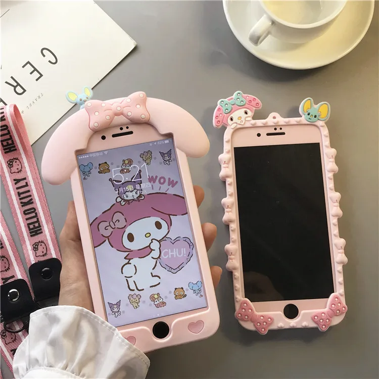 Для iphone 8 plus 3D Мелодия телефонные чехлы + розовый Закаленное стекло протектор