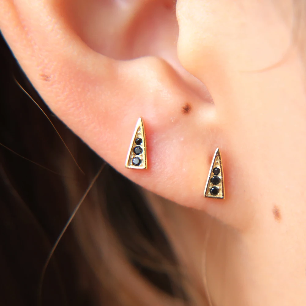 2017 Sale New Bar Trendy Brinco Earings Pave Cubic Zirconia Triangle Studs Fashion Simple Tiny Cute 925 Silver Earring (7)