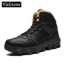 Valstone/кожаные мужские ботинки; теплые зимние ботинки на меху; Мужская зимняя повседневная обувь для работы; кроссовки с высоким берцем; резиновые ботильоны