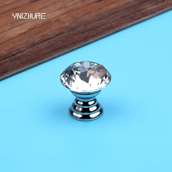 

20mm 10pcs / bag Global Hot Furniture Accessories Drawer Cupboard Handle Silver Plated Crystal Glass Wardrobe Dresser Knob
