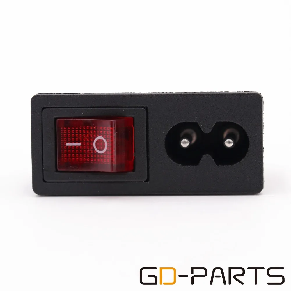 

GD-PARTS IEC320 C8 AC Power Socket Power Inlet Receptacle With Red Light ON OFF Rocker Switch CCC CE TUV KC AC 250V 2.5A x10
