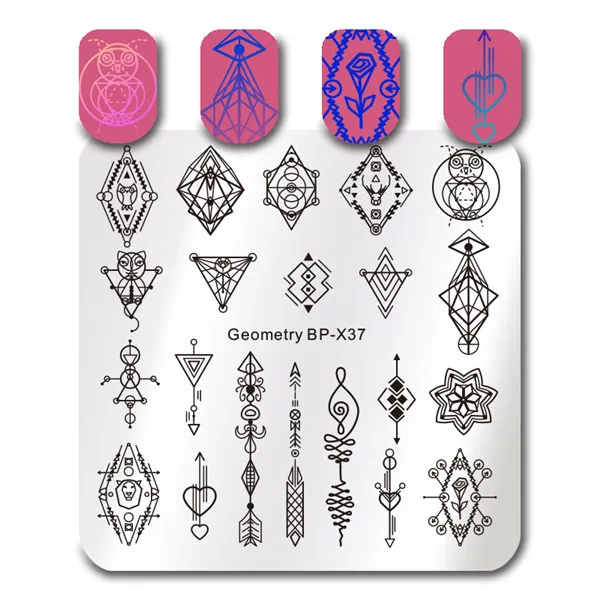 BORN PRETTY Geometic Flower Nail Art Stamp Plate Classic Traingle Heart маникюрный шаблон пластина с изображениями для нейл-арта