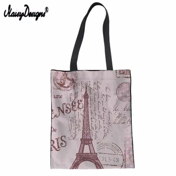 

NOISYDESIGNS Custom Top-handle Bag Paris In Memory Pattern Printing Shopper bag Sac Main Femme Totes Women Student Handbags