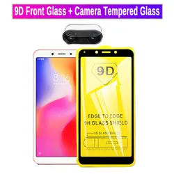 9D защита экрана и стекло камеры для Xiaomi Redmi 6 6a закаленное стекло Полный клей на Redmi 6 стекло Redmi 6a Защитная пленочная линза