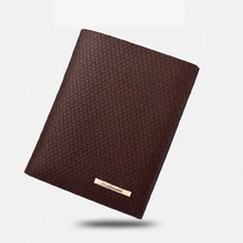 Short wallet men's business embossed personality two fold horizontal and vertical wallet open business soft surface PU leather