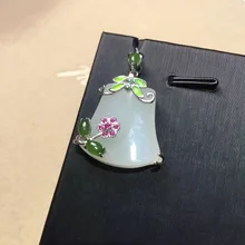 Натуральный yu перья, полный золота инкрустированные yu ожерелье на шею Женский 925 Серебряный инкрустированный яшма