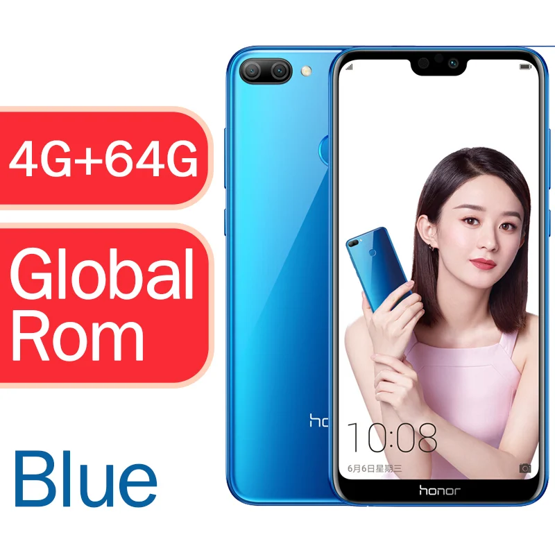 Honor 9i 9N, 4 ГБ, 64 ГБ, Android 8,0, четыре ядра, мобильный телефон Kirin 659, 16,0 Мп, 2280x1080, 5,84 дюймов, FHD+ отпечаток пальца - Цвет: 4G 64G Blue