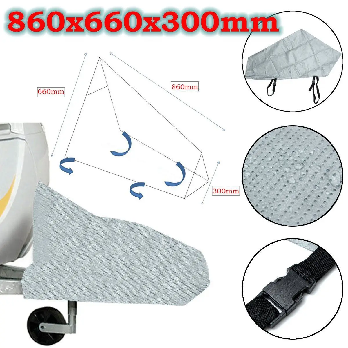 

86x30x66cm Caravan Tailer Towing Hitch Coupling Lock Cover Waterproof Dust Protect