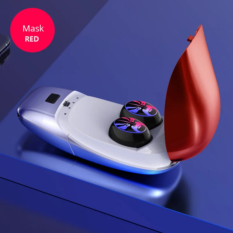 Mask Red TWS настоящие беспроводные наушники 5,0, Bluetooth наушники, гарнитура Handfree, водонепроницаемые стерео спортивные бинауральные наушники для смартфонов - Цвет: Mask Red