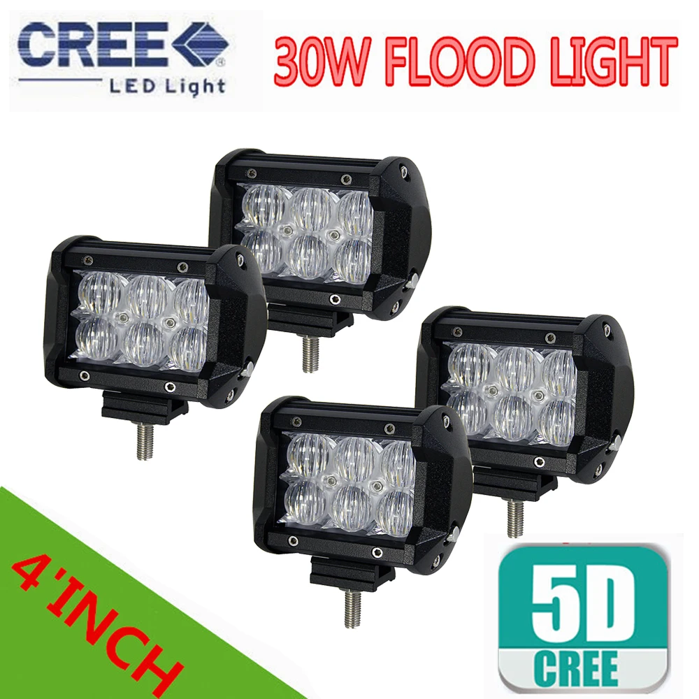 

4Pcs Universal Off-road Driving Lights 4"Inch 30W 5D Lens Cree Chips LED Work Light Bar External Car Headlight SUV ATV Truck