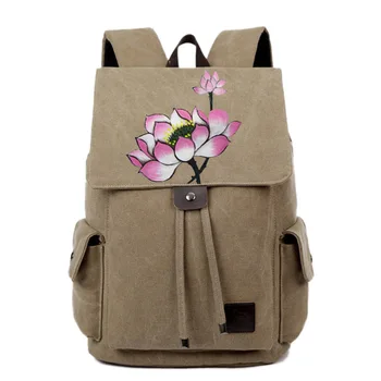 

Chinese wind hand painted canvas national wind characteristics female bag retro student bag graffiti painted backpack