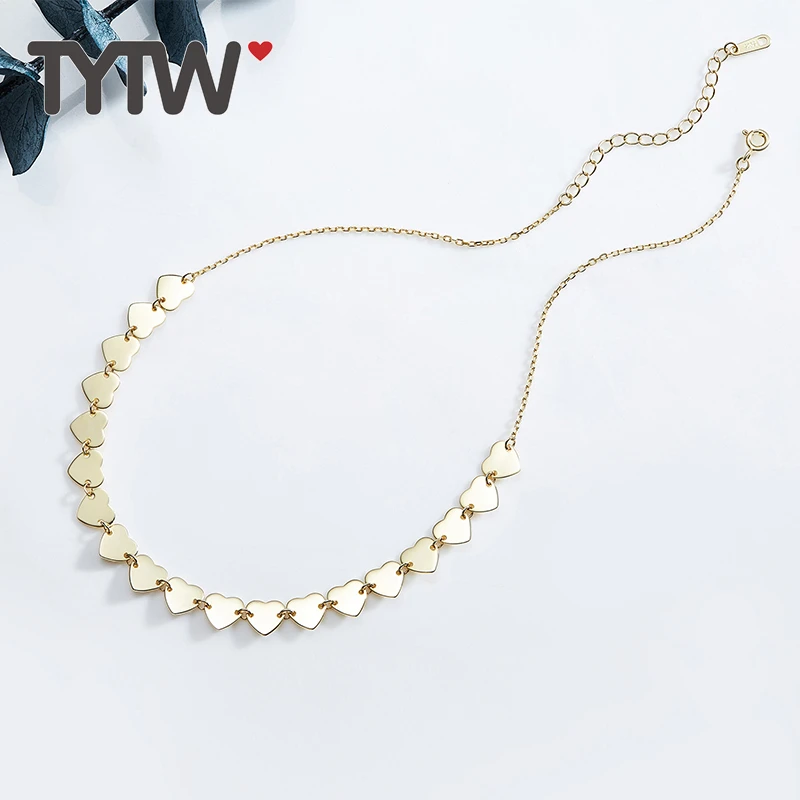 

TYTW pure S925 sterling silver real goldplated elegant women choker necklace girls fashion choker hip hop necklace