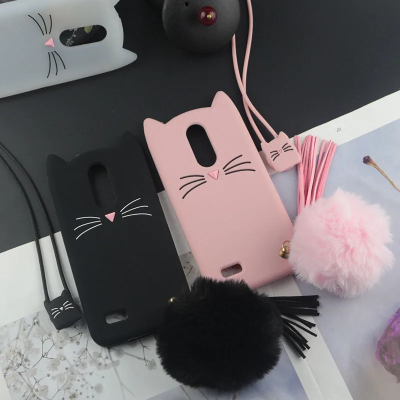 

Cute 3D Cartoon Silicon Case for LG K7 2017 X230 Cases Japan Glitter Beard Cat Lovely Ears Kitty Phone Cover K4 K8 K10 2017