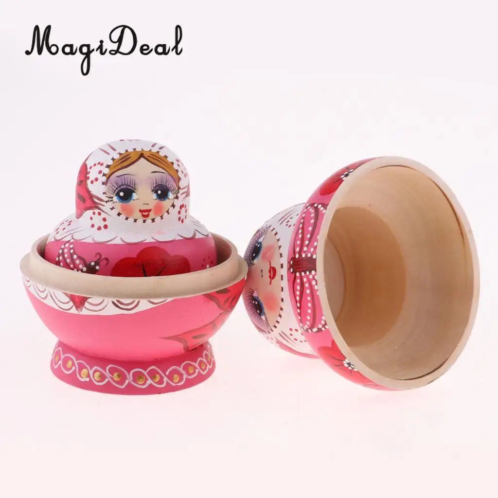 Set of 10pcs Wooden Russian Nesting Doll Babushka Matryoshka Stacking Dolls Set Birthday Xmas Gift Festival Ornament