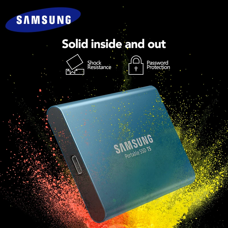 Samsung T5 портативный SSD 250 ГБ 500 1 ТБ 2 ТБ USB3.1 Внешние накопители USB 3,1 Gen2 и обратная совместимость с USB для ПК