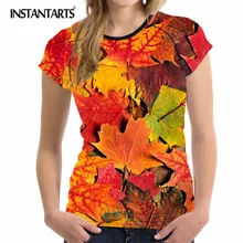 INSTANTARTS принт "Кленовый лист" уличная спортивная футболка для бега женская летняя футболка с коротким рукавом для девочек дышащая футболка для йоги