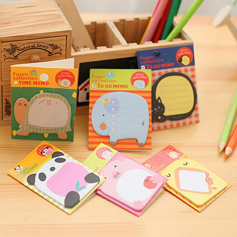 Оптовая Продажа 800 шт N Times милые животные Post It Kawaii Sticky Notes 8 видов узоров блокнот