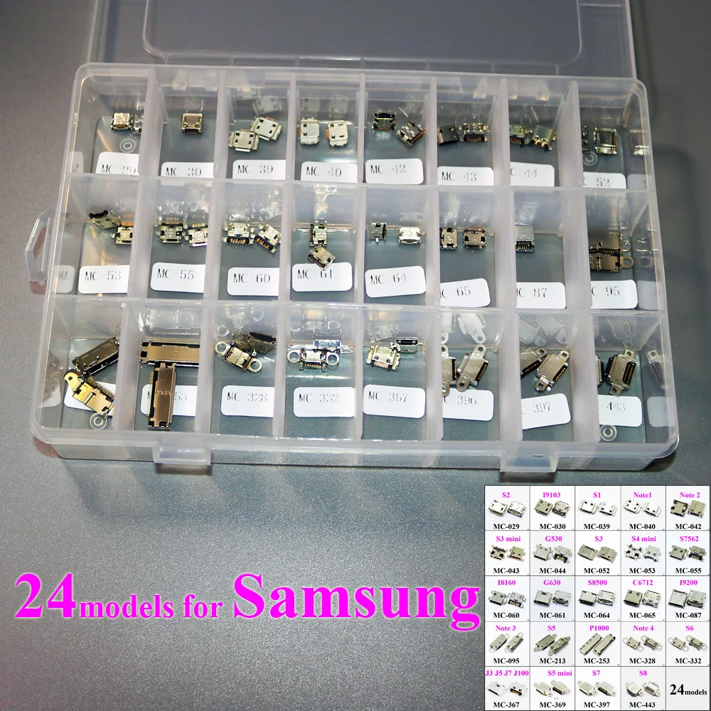 

ChengHaoRan 24 models Micro USB Connector Socket Charging Port Flex Cable Repair Parts for Samsung S8 S7 S5 S6 J5 Note3 S3 mini