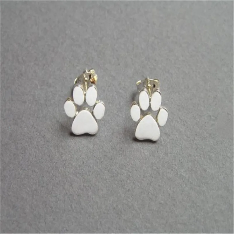Dog Paw Earring Silver Plated Dog Paw Print Ear Studs ECG earrings Lovers Jewelry