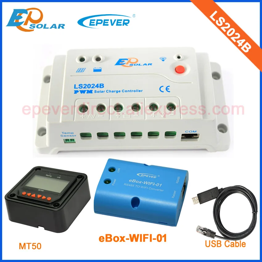 

Great Price PWM solar regulator 20A LS2024B with wifi function for mobile phone APP use USB cable and MT50 remote meter