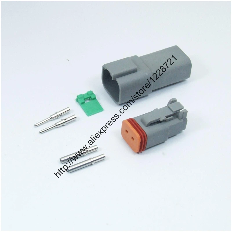 Harley OEM DT Series 2 Way Black Male Connector with Terminals and Lock DT06-2S