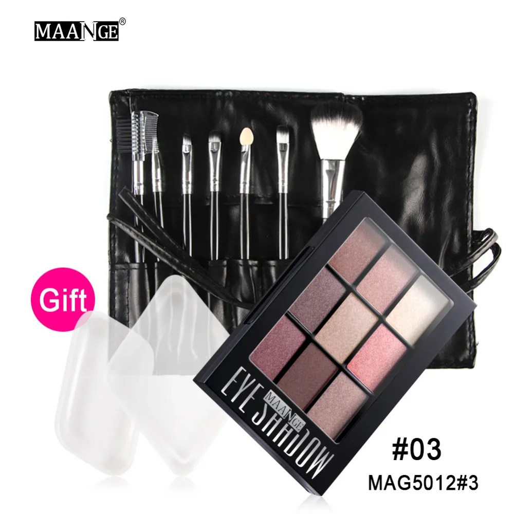 Maange Pro Макияж набор в том числе 9 Цвет Shimmer матовый Тени для век Палитры Косметика 7