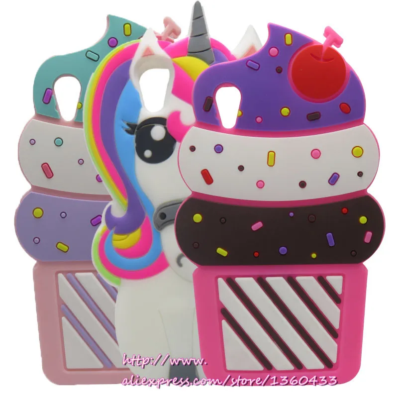 

For Sony Xperia XA1 Cute 3D Silicon Pink Cupcake Unicorn Cartoon Soft Phone Back Skin Cover Case for Sony XA1 xa 1 5.0"