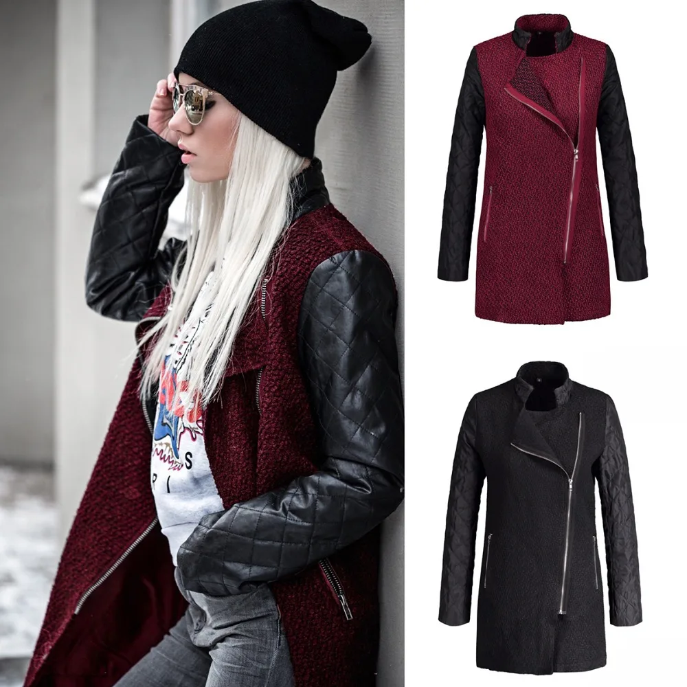 Mantel Damen Ärmel mit Parka Lange Mantel Trenchcoat Wolle xrCBdoe