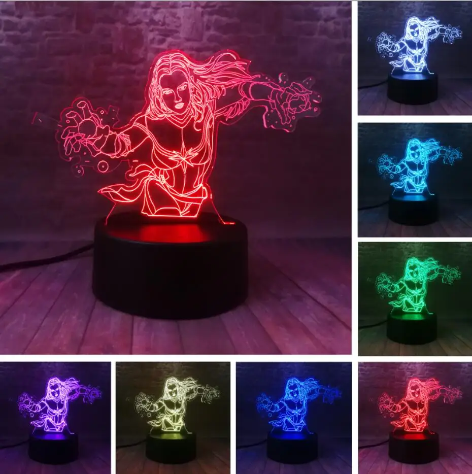 Творческий Мстители 4 знак Модель LOGO супер героя Marvel легенды 3D RGB светодиодный ночной Светильник детские игрушки Рождественский подарок стол Украшения в спальню - Испускаемый цвет: Style 4