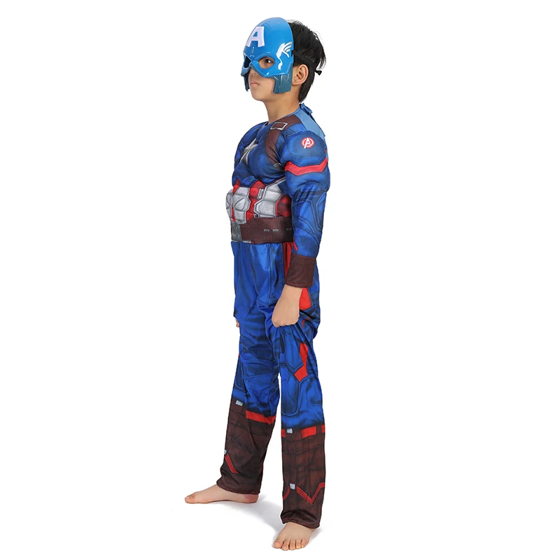 Superhero Kids Muscle Captain America Costume Avengers Child Cosplay Super Hero Halloween Costumes For Kids Boys Girls kids