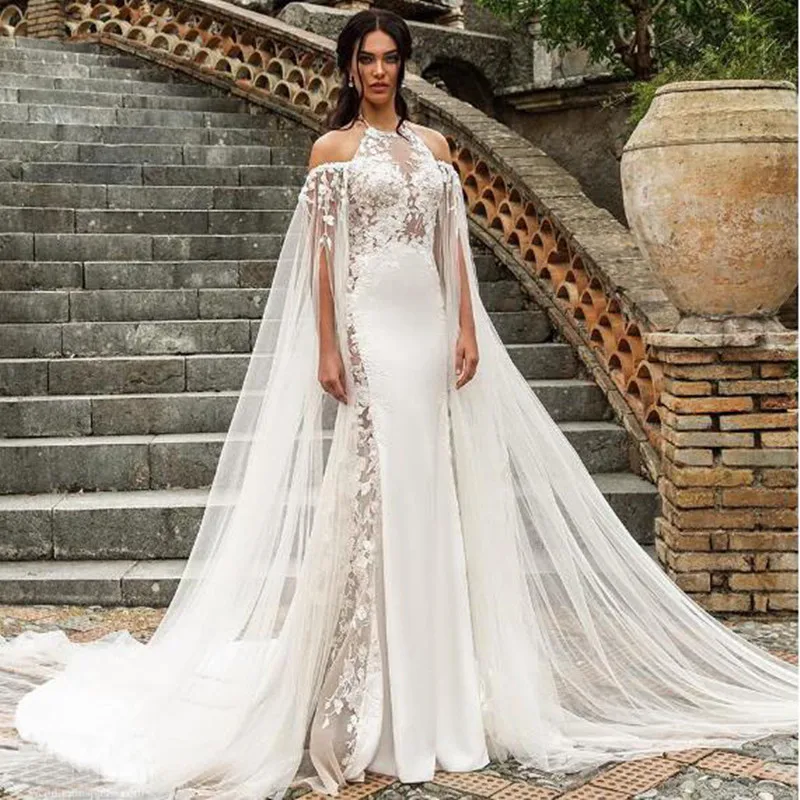 

Graceful Lace Mermaid Wedding Formal Dress 2019 High Quality Off Shoulder Applique Vestido De Noiva Sweep Train Bridal Gowns