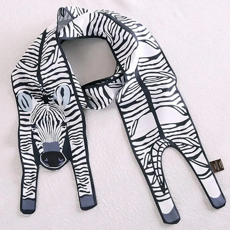 Zebra 120 см x 10 см Горячие шарфы трехмерные животные шелковый шарф тигр кошка собака родитель-ребенок шарф Уникальный дизайн сумка - Цвет: Zebra