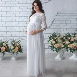 Элегантный кружевной шифон вечерние платья для беременных Скромные Длинные рукава платья для беременных женские летние платья для